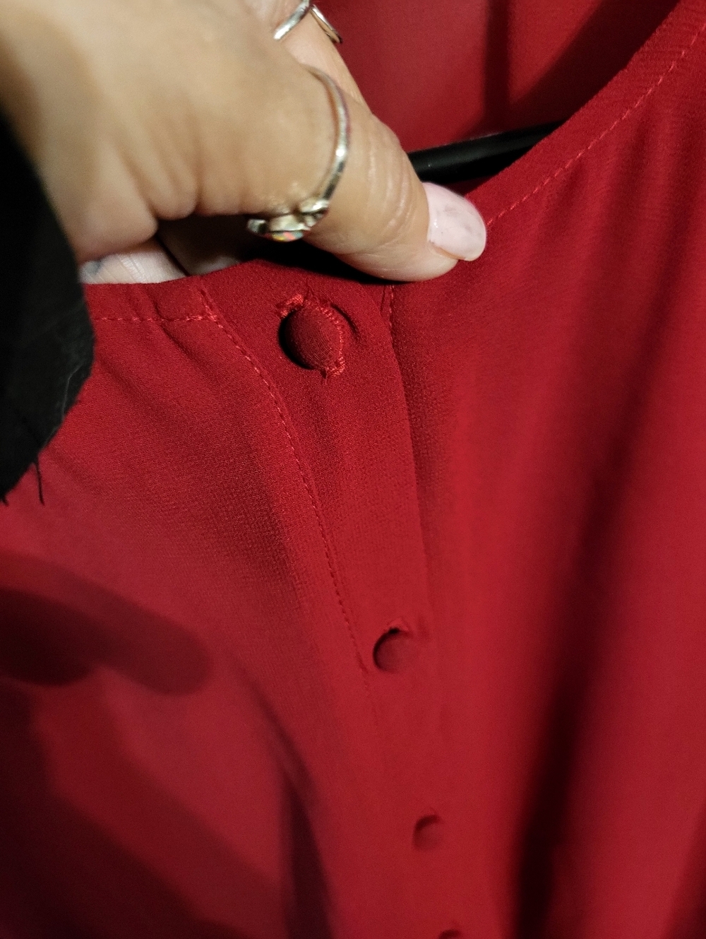 SHOW ME YOUR MUMU RED BUTTON DOWN BELL RUFFLE SLEEVE BLOUSE SZ XL - Picture 5 of 7